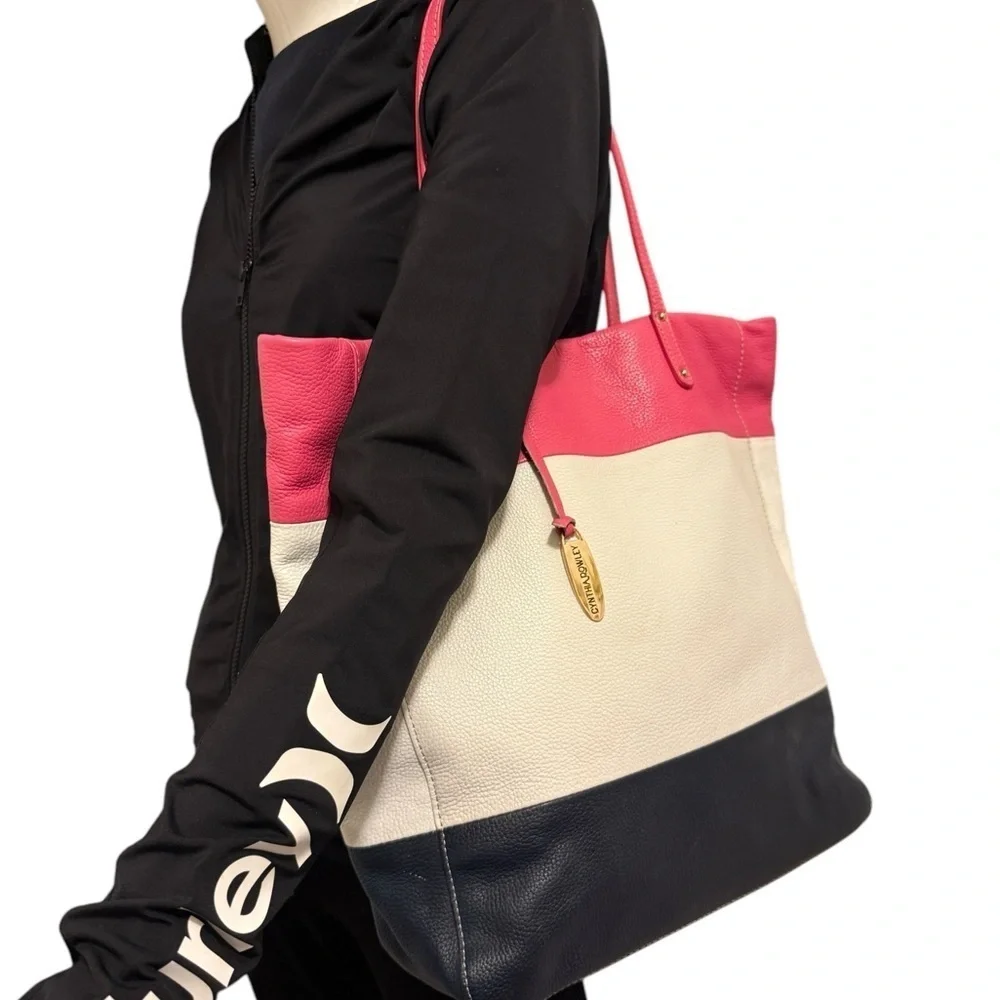 CYNTHIA ROWLEY Stylish Pink, White, and Black Tote Bag
